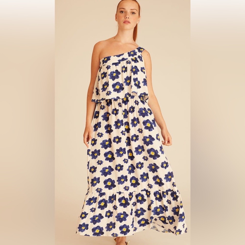 NWT Pepaloves X-small Blue Flowers Maxi Dress